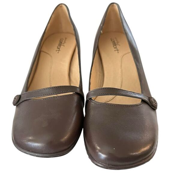Strictly Comfort Women's Brown Leather Mary Jane Pumps Size 8.5 - Picture 1 of 12